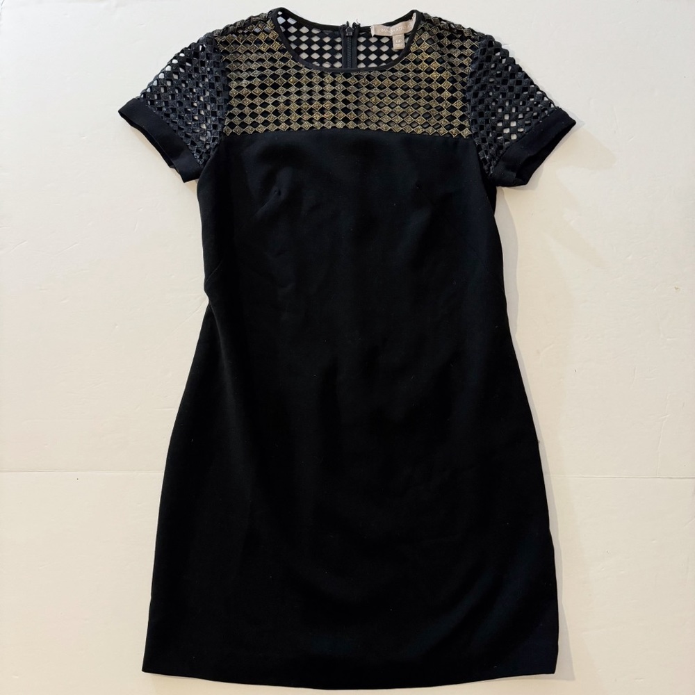 Banana Republic Metallic Lace Top Black Dress
